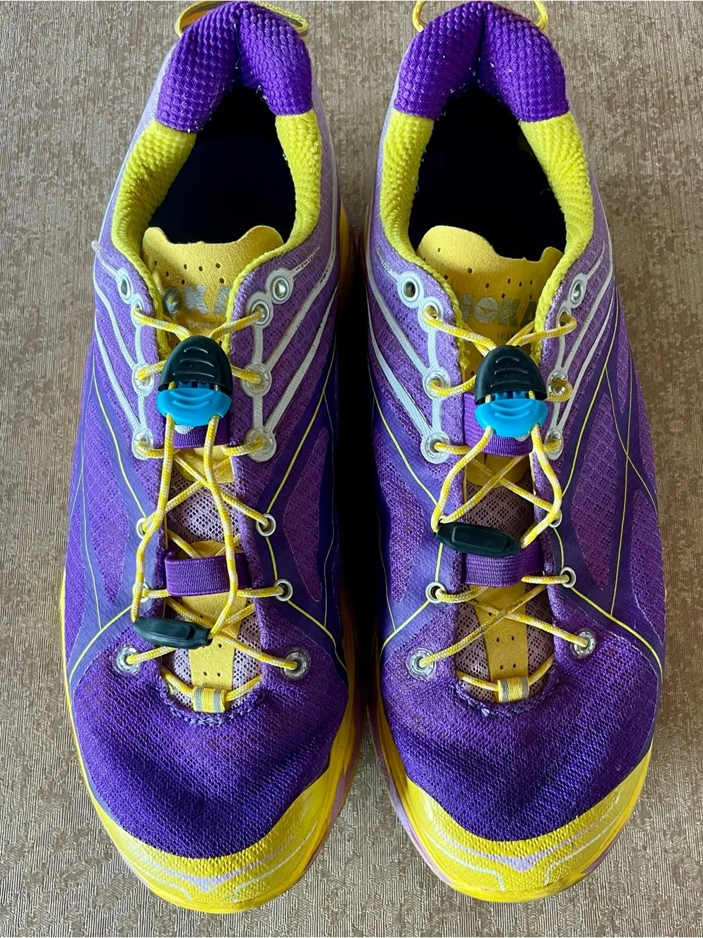 Hoka One One Women's Purple and Yellow Running Sneakers size 9